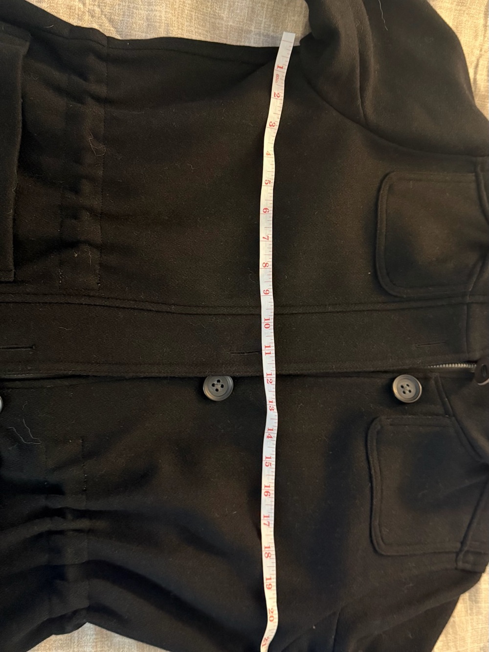 L.L. Bean women’s Black Pea Coat with Light Gray Trim - Picture 6 of 7